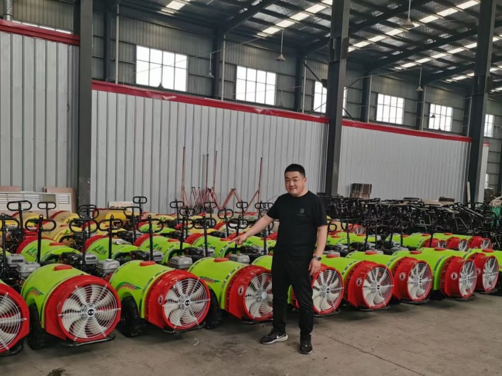 Factory stock of self-propelled pesticide sprayers